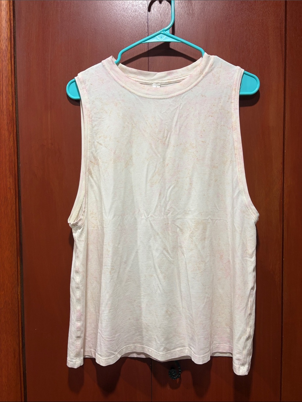 Women's Sleeveless Crewneck Muscle Tank Top - Light Pink Tie Dye - Picture 1 of 9